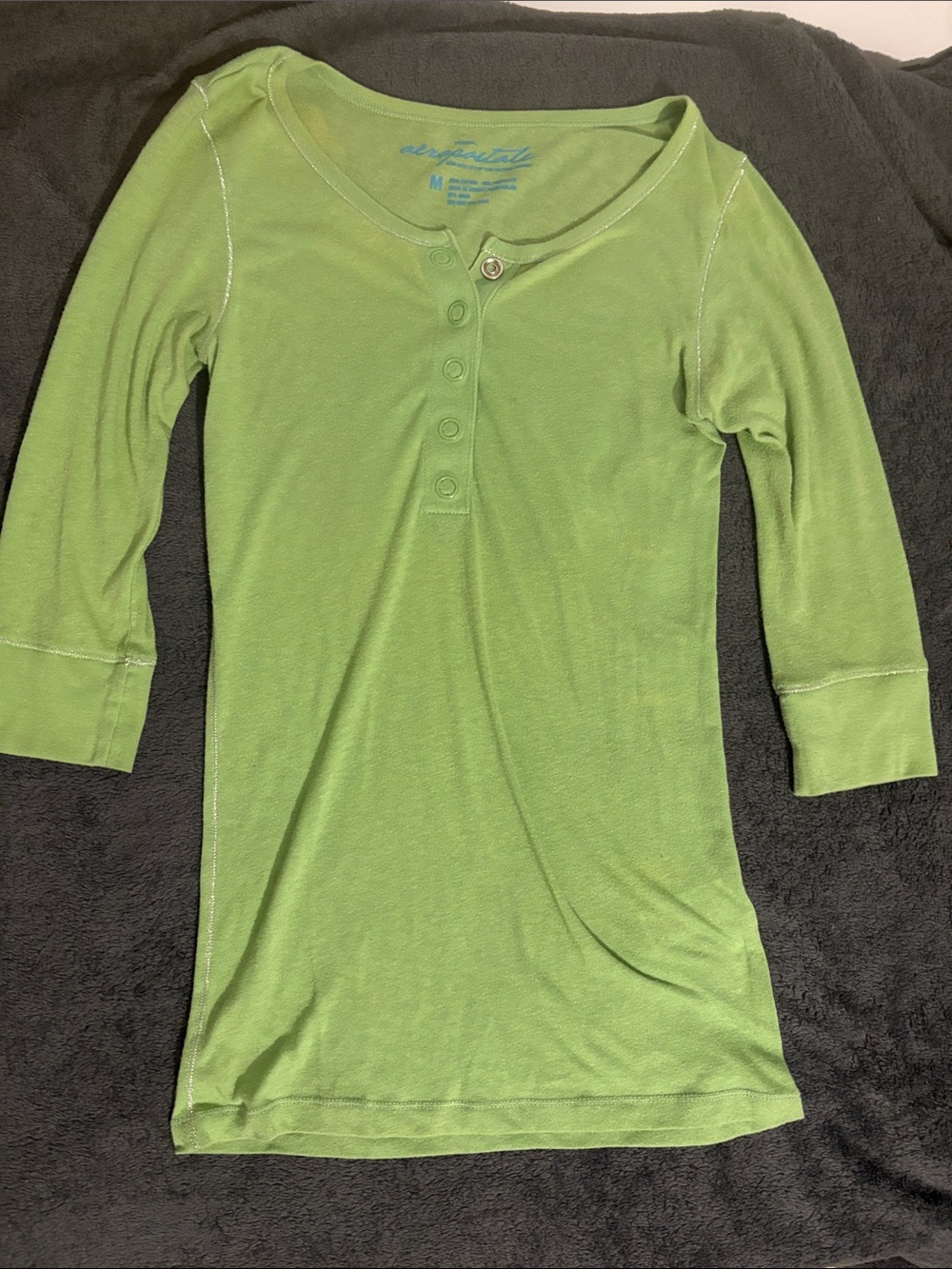 Aeropostale green 3/4 sleeve henley